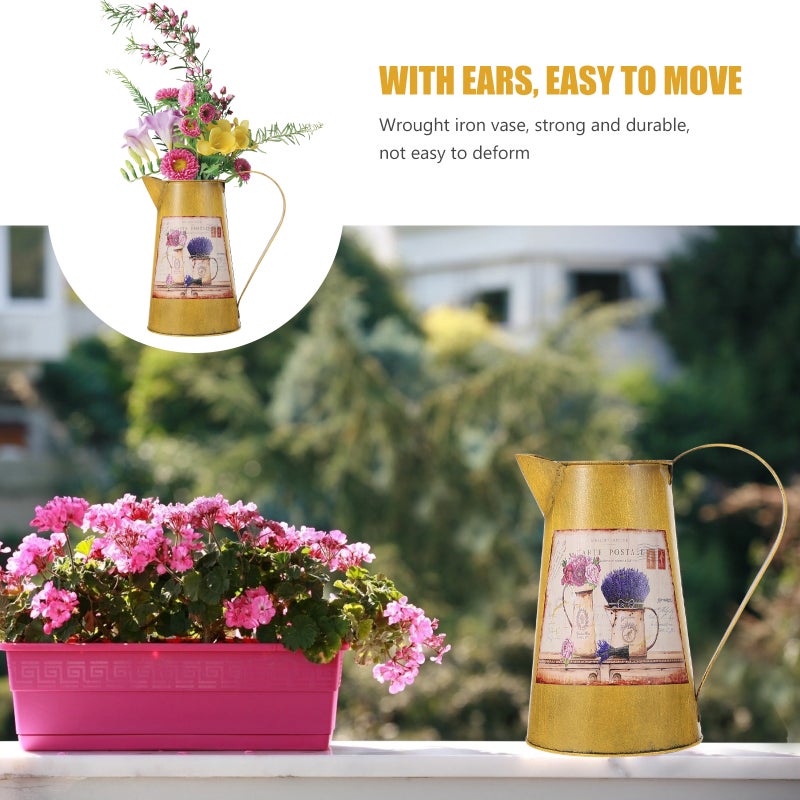 1 Pc Retro Iron Sheet Flower Vase Iron Art Dried Flower Bucket - Image 3