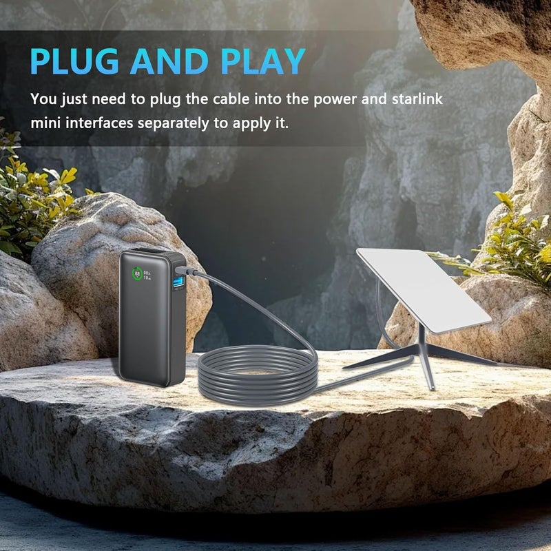 CERRXIAN USB C to DC Power Cable for Starlink Mini 5M164FT PD100W Input USB Type C to DC Barrel Jack Cable for Starlink Mini Replacement Waterproof Cable - Image 4
