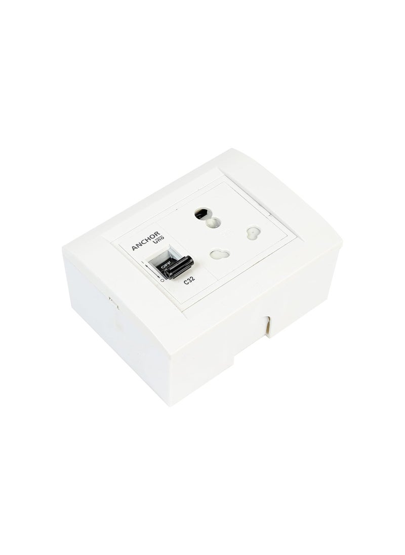 OCKO Ocko Extension Board Single 20Amp Socket 16Amp MCB Switch 16 Amp 3 Pin Plug Heavy Duty MCB Enclosure 25 mm 5 Meter Long Cable for Refrigerator AC EVehicle Charger Pack of 1 White  - Image 2