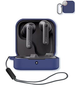 غطاء حماية من السيليكون لسماعات CMF Nothing Buds Pro2 مع سلسلة مفاتيح (أزرق)