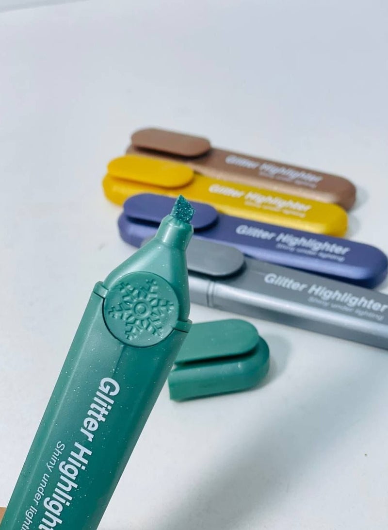 طقم قلم تحديد الوان الاقلام المظهر الجليتر الأقلام المختلفة العلبة: 5اقلام - Image 3