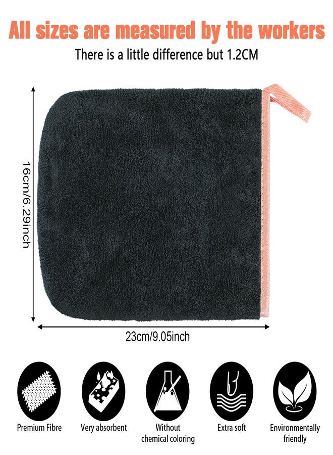 PHOGARY 8 Pack Microfiber Wash Mitts for Face Body, Super Soft Absorbent Coral Fleece Facial Cloths Bath Shower Mitt, Reusable Makeup Remover Washcloths, Black, 6x9in - Image 3