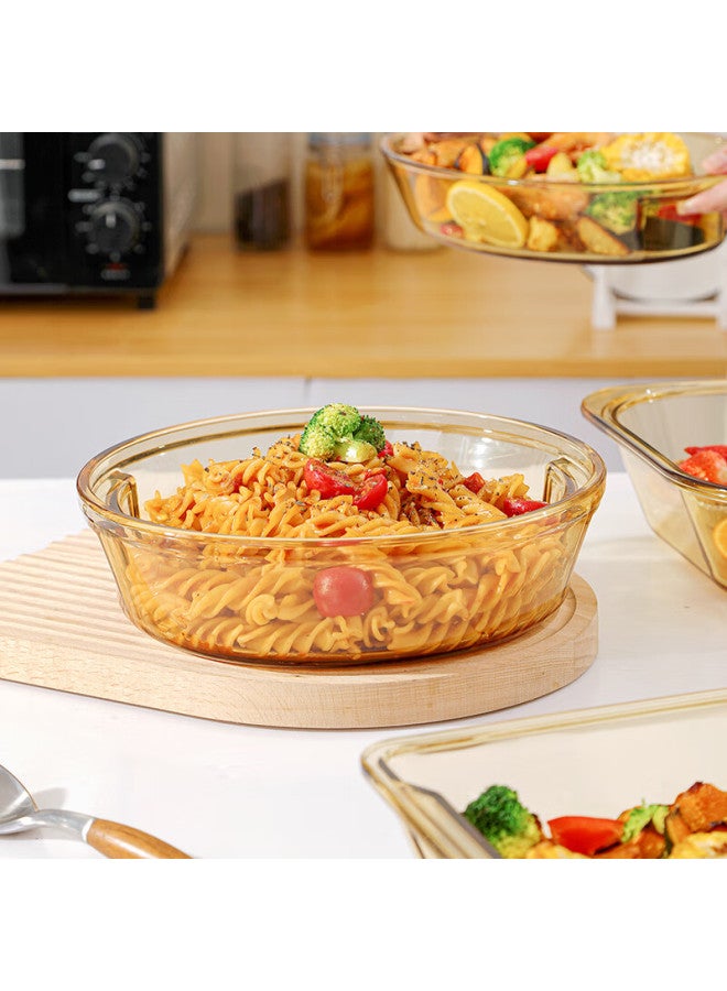 Visions Tableware, Heat-resistant Amber-colored 2l Glass Baking Dish, Round High-temperature Resistant Cake Steaming Plate, Soup Plate, Gift Box Set - Image 4