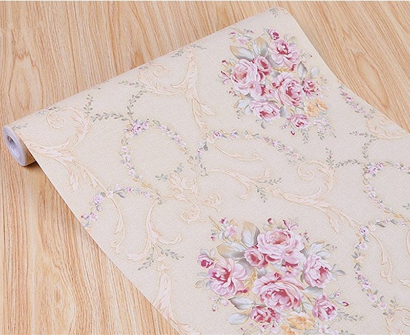 REDODECO Vintage Floral Adhesive Paper Vinyl Shelf Liner Peel Stick Dresser Drawer Sticker Home Deco 17.7inch by 118inch (Multi-Flower2) - Image 4