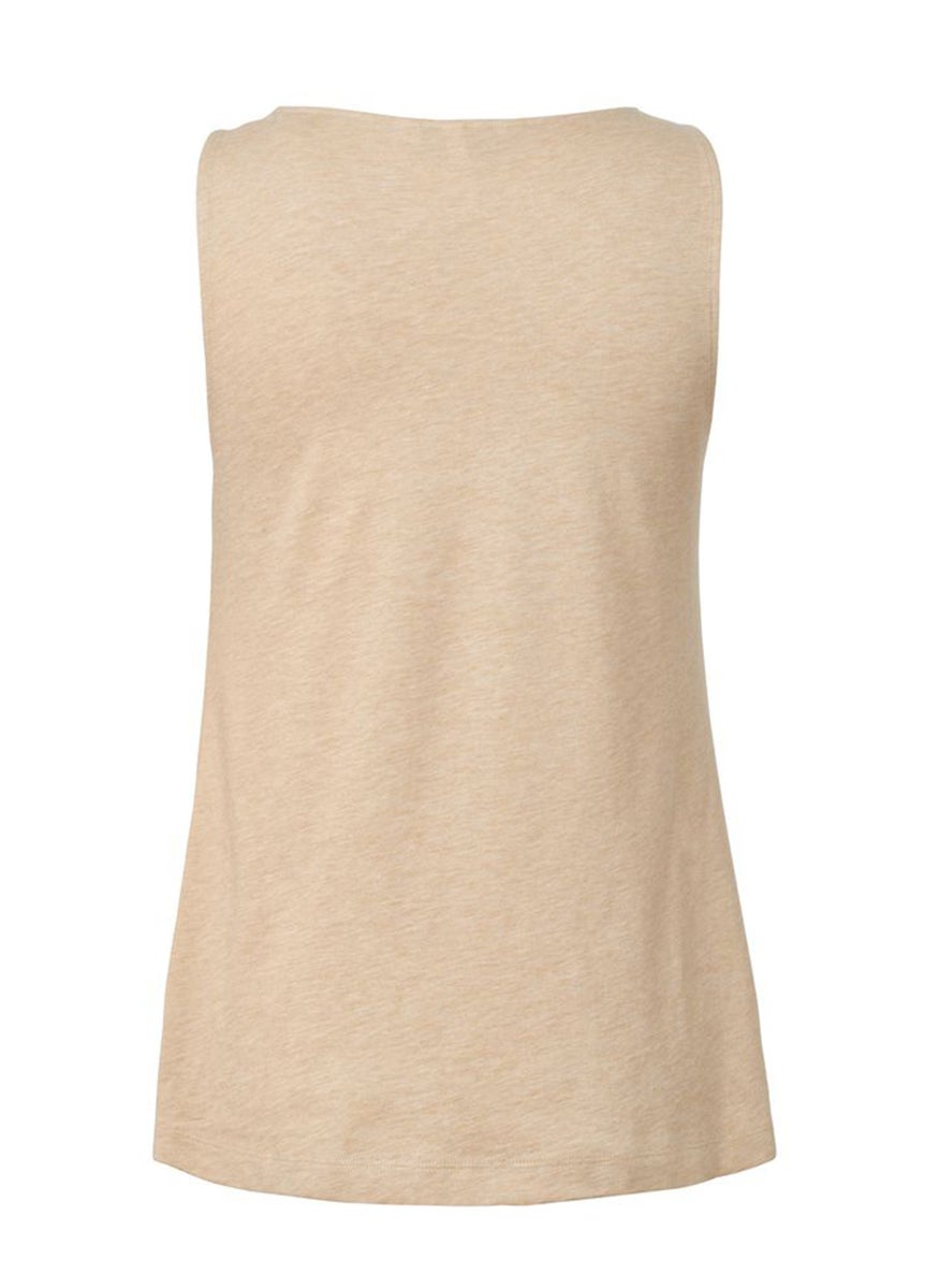 Tchibo - Women V Neck Sleeveless Plain Top, Beige - Image 1