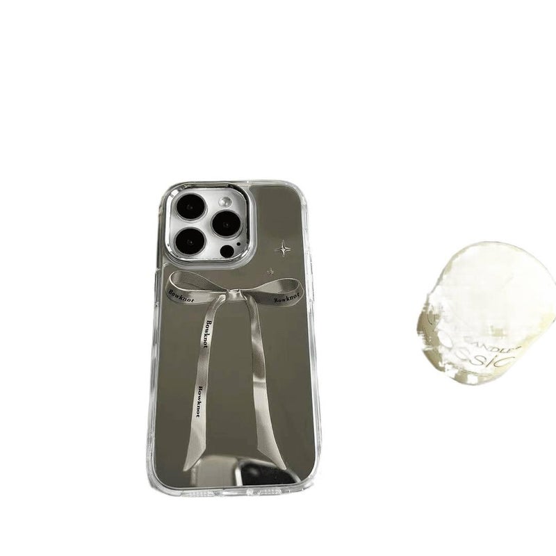BB غطاء واقي بAcrylic لـ iPhone 16 / 16 Plus / 16 Pro / 16 Pro Max مع حماية من السقوط ولمسة مرآة مع مقاوم للصدمات مع تصميم فيونكة مع قبضة مضادة للانزلاق باللون Butterfly مضاد للانزلا. - Image 1