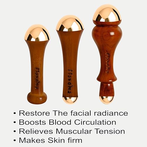Flavoma (Set of 3) Traditional Ayurvedic Single Side Kansa Wand And Dual side Kansa Wand Massage Tool | Teak Wooden Handle With Bronze Metal Dome, Natural Brown | Massage for Back, Neck, Shoulders & Legs - Image 5