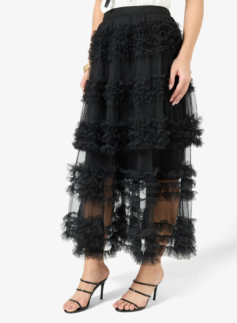 Ginger Mesh Frill Detail Tulle Skirt