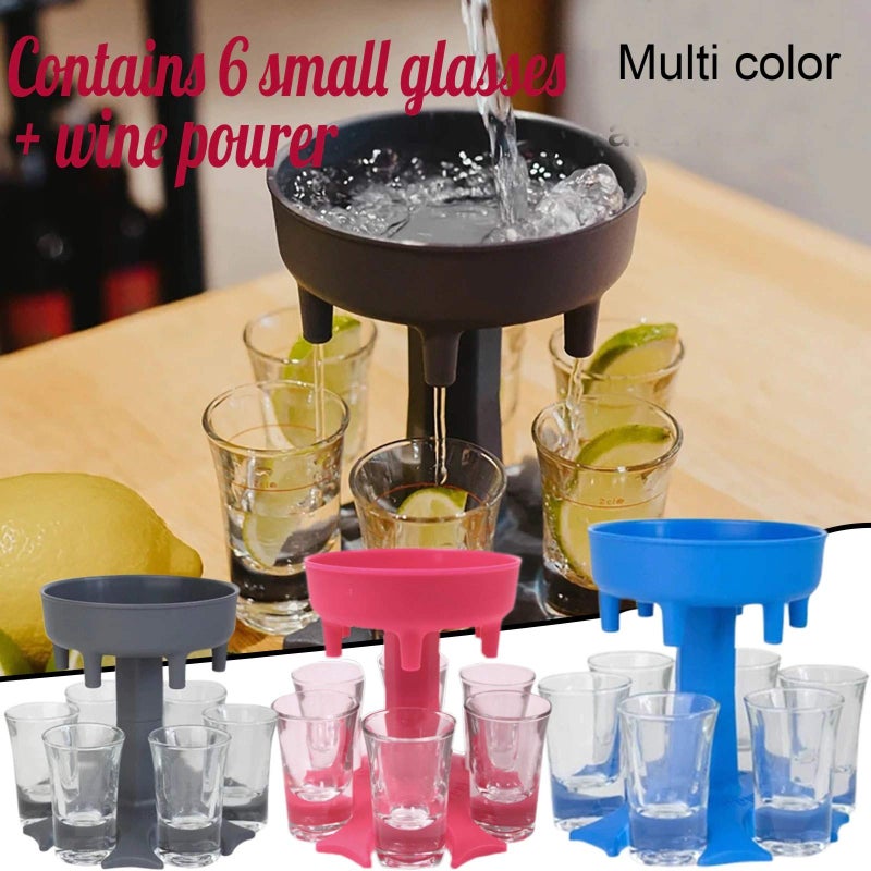 FAYBY Fayby Liquor Dispenser | Plastic 6 Shot Glass Whisky Beer Decanter | Beer Wine Scotch Rack Holder Caddy Liquor Dispenser | Cocktail Dispenser for Party Bar Accessory Drinking Tool (Multicolor)  - Image 3