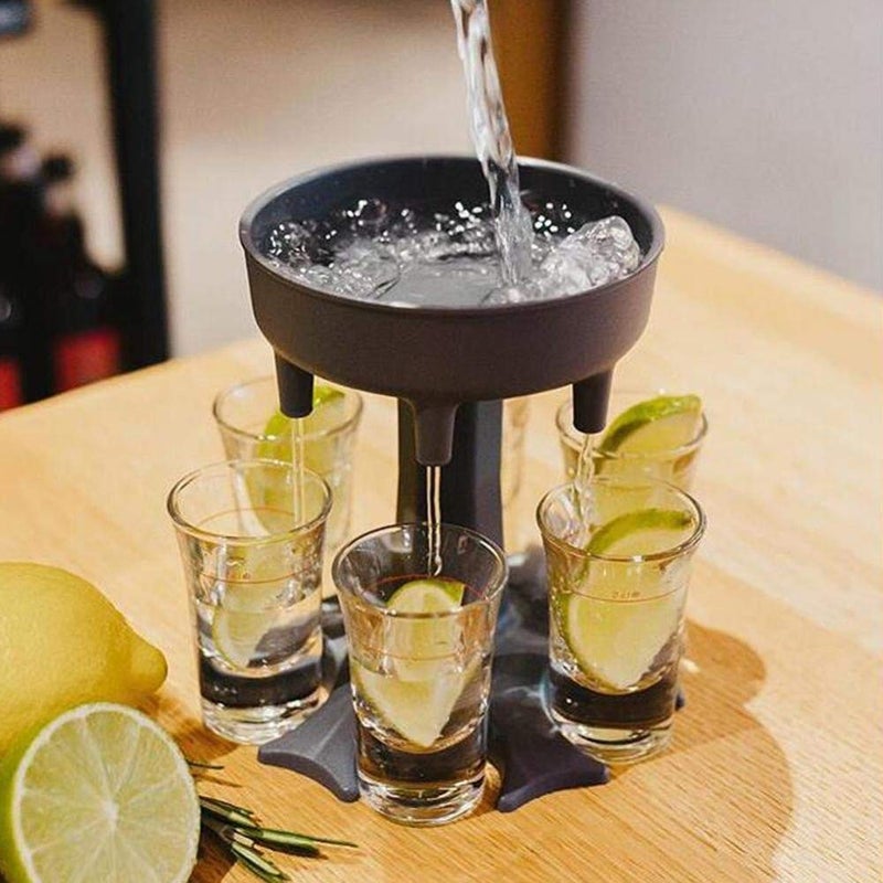 FAYBY Fayby Liquor Dispenser | Plastic 6 Shot Glass Whisky Beer Decanter | Beer Wine Scotch Rack Holder Caddy Liquor Dispenser | Cocktail Dispenser for Party Bar Accessory Drinking Tool (Multicolor)  - Image 1