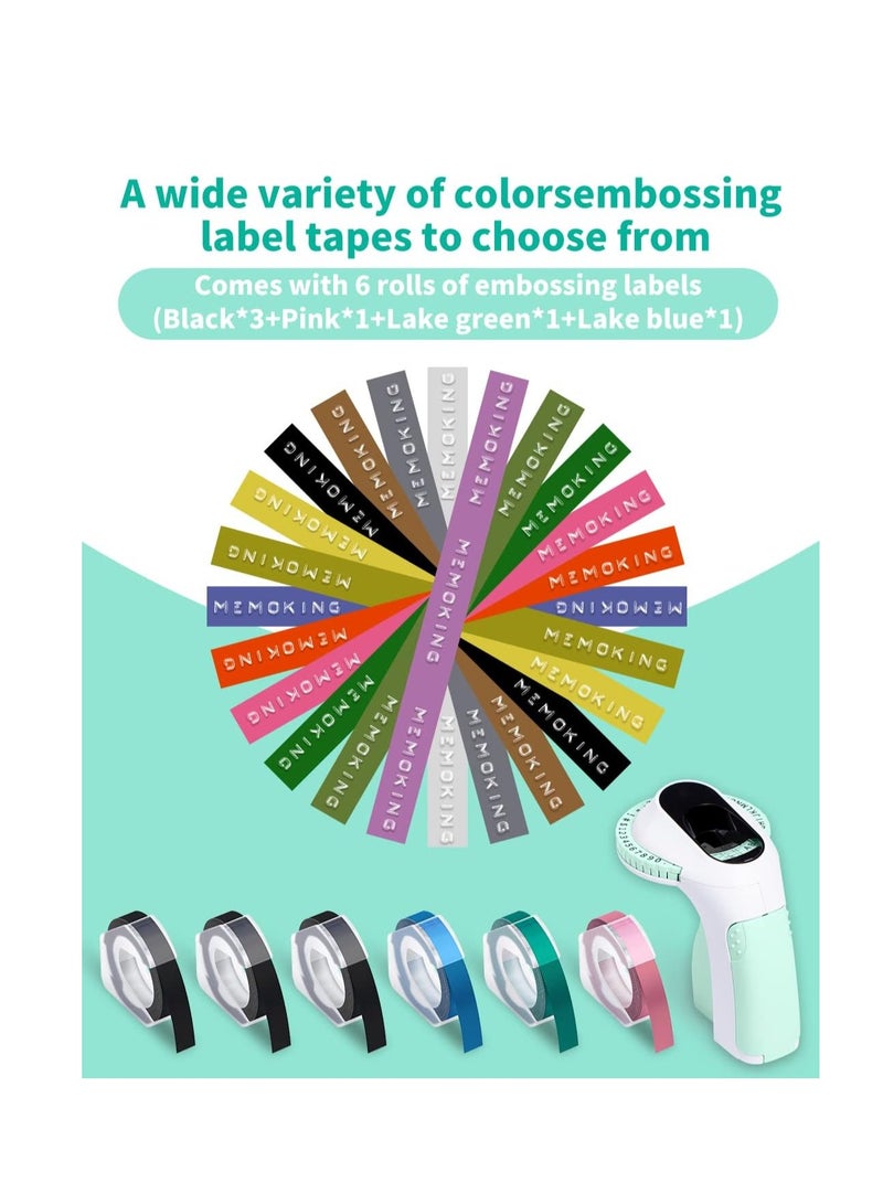 Memoking Embossed Label Maker Machine-E975 3D Label Maker Machine with 6 Rolls of 3/8"(9mm) Label(Green) - Image 3