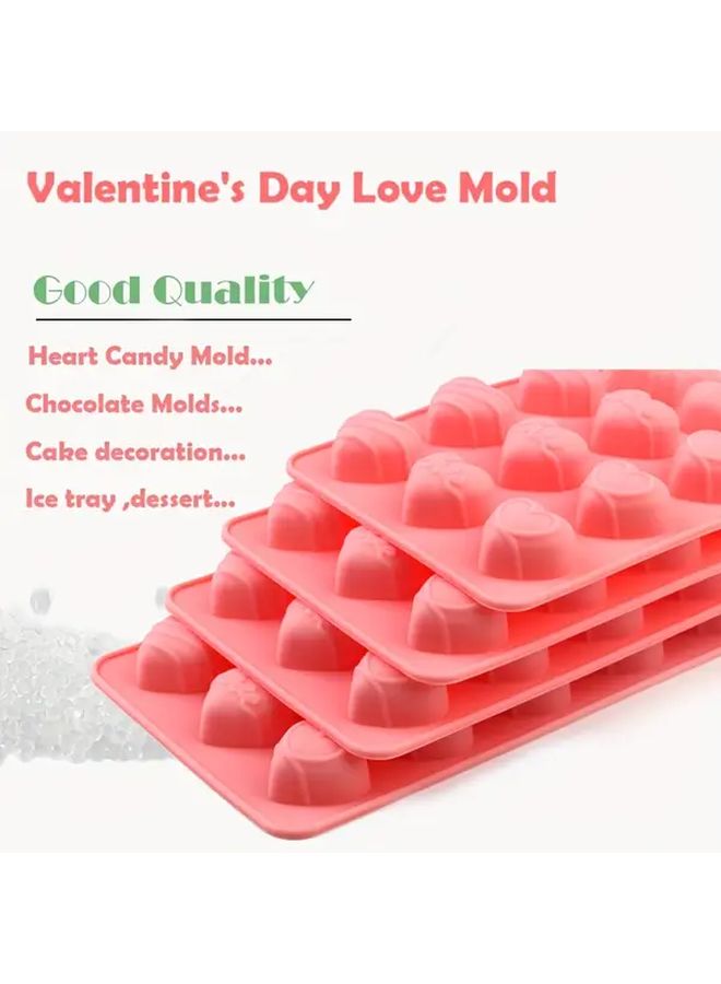 Pink Heart Candy Molds 4Pcs Valentine Chocolate Baking Tools - Image 4