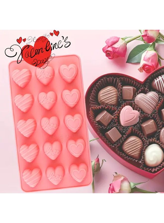 Pink Heart Candy Molds 4Pcs Valentine Chocolate Baking Tools - Image 2