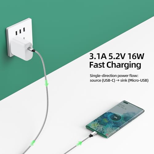 DteeDck USB C to Micro USB Cable 3.3ft, MicroUSB to USB Type C Braided Male to Male USB-C USBC to Micro USB Cord 1M for Charging & Data Transmission - Image 2