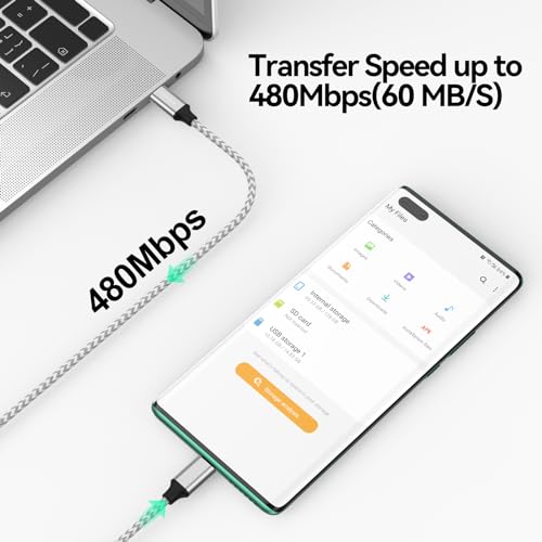 DteeDck USB C to Micro USB Cable 3.3ft, MicroUSB to USB Type C Braided Male to Male USB-C USBC to Micro USB Cord 1M for Charging & Data Transmission - Image 3