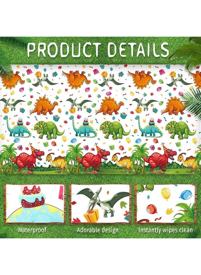 Tegeme Dinosaur Tablecloth Dinosaur Party Table Cover Disposable Plastic Waterproof Dino Print Table Cloth For Birthday Party Supplies Picnic 54 X 108 Inch(3) - Image 4