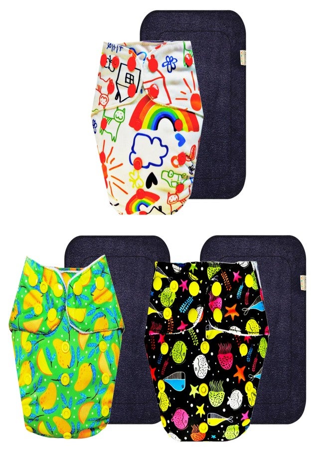 Dumbledo Premium Cloth Diaper with Gray Insert (Pack of 3) | Snug Fit | Breathable | Adjustable Snaps | Everyday Diapering Essential | 3 Months - 3 Years | Unisex Baby - Image 1