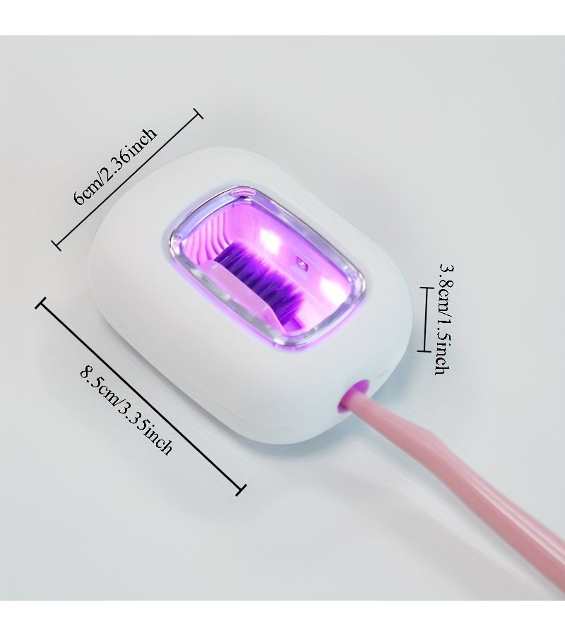 White Portable Toothbrush Cleaning Box UVC Ultraviolet Strong Cleaning Quick Within 5 Minutes Full Automatic Sensing Adjustment Strong Clamp Fits 1.97 Inch Brush Heads Clean With Lid Closed - Image 4
