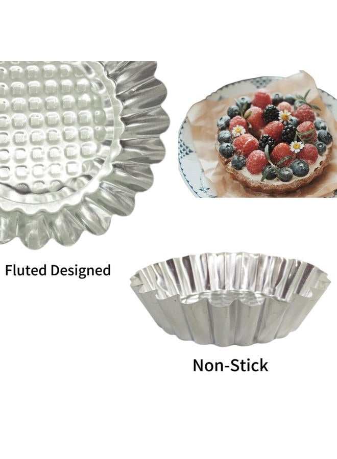 mystar Set of 30, 3-3/4" Fluted Design Round Shape Non-stick Aluminum Tart Mold, Mini Pie Tin, Tartlet Pan - Image 4