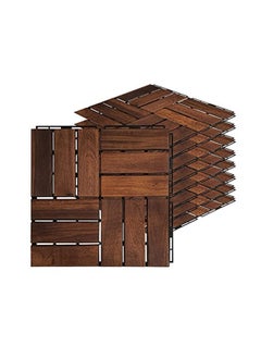 HOME TASTE Hometaste Hard Wood Interlocking Patio Deck Tiles Acacia Wood Deck Tiles Interlocking Outdoor, Patio Tiles Outdoor Interlocking Waterproof All Weather. (8_ Pieces) 