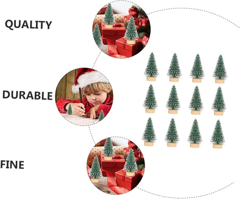 Mini Christmas Tree Decor 4 5X3X3Cm 12Pcs For Home Party Wedding Craft - Image 3