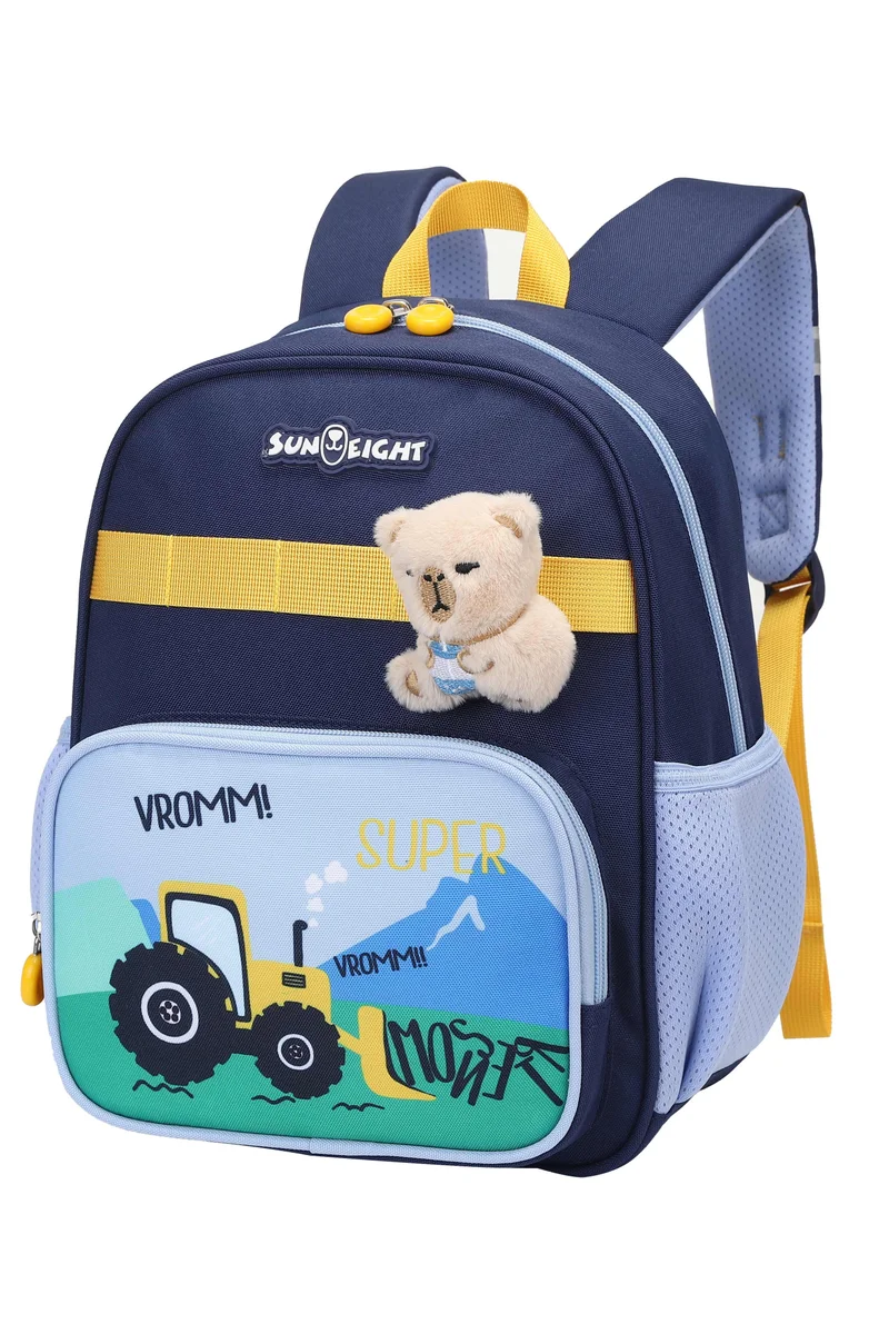 صن إيت Premium 12-inch Light Weight School Backpack Water Resistant Polyester Cute Cartoon Daypack for Boys, SE22248, Navy