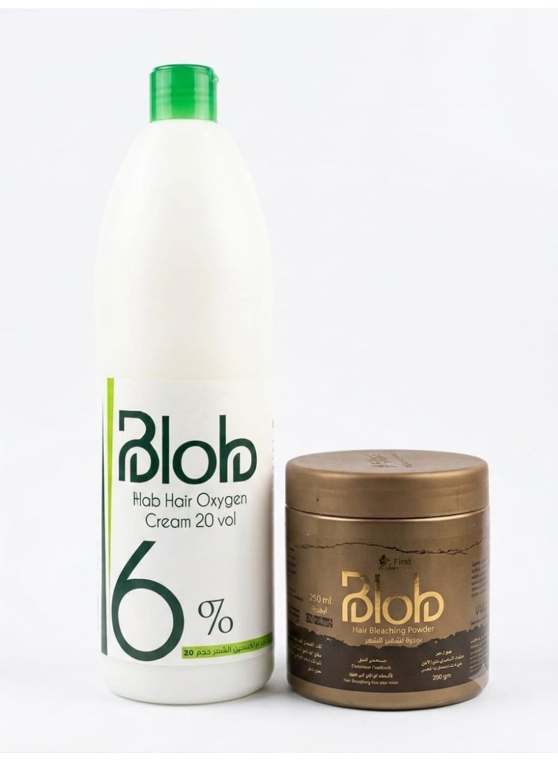 Blob Hair Oxygen Cream 6% 1000 ml + Blob Bleaching Powder 200 g (Packaging may vary) - Image 1