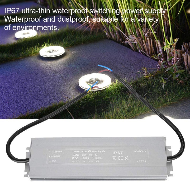 HRUW 100W 12V DC IP67 مقاوم للماء إمداد طاقة LED محول جهد منخفض رقيق جدًا للسائق - Image 4