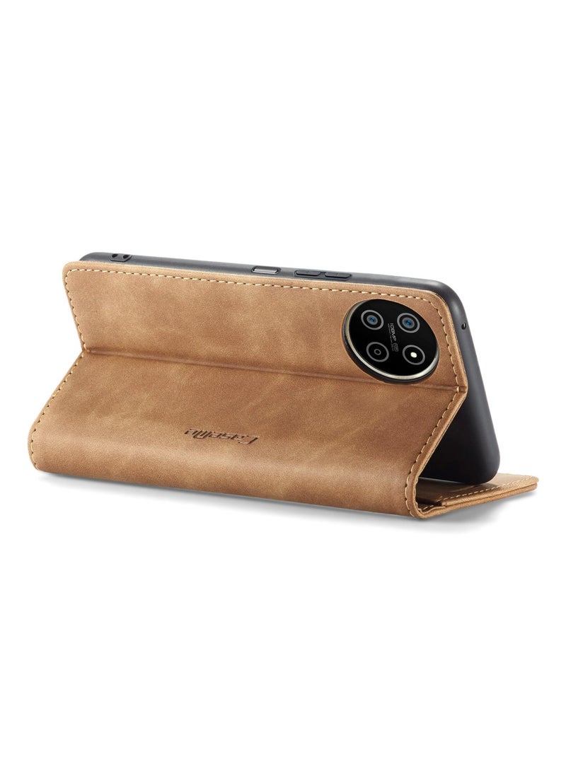CaseMe Phone Case Luxury PU Leather Design 013 Flip Cover Card Slot Holder Cover For Realme 11 4G (Brown)  - Image 3