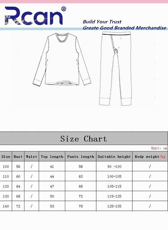 ركان طقم الملابس الداخلية الحرارية للأطفال قميص شتوي بياقة طاقم من طبقتين من القماش وأكمام طويلة وسراويل للبنات - Image 4