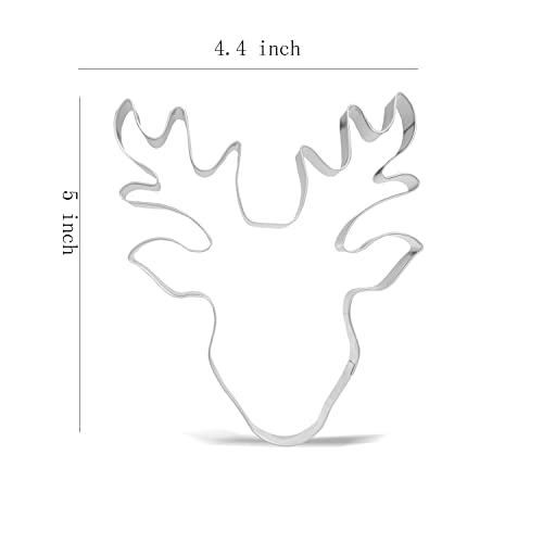 Keewah 5 inch Large Christmas Reindeer Face Cookie Cutter - Stainless Steel - Image 2