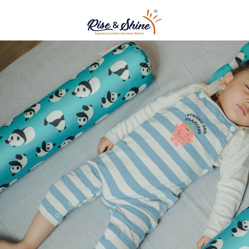 Rise & Shine Memory Foam Baby Bolster Pillow Cushion to give Side Support to The Baby with Washable Outer Cover - (22x5) Blue - Set of 2 - Image 4