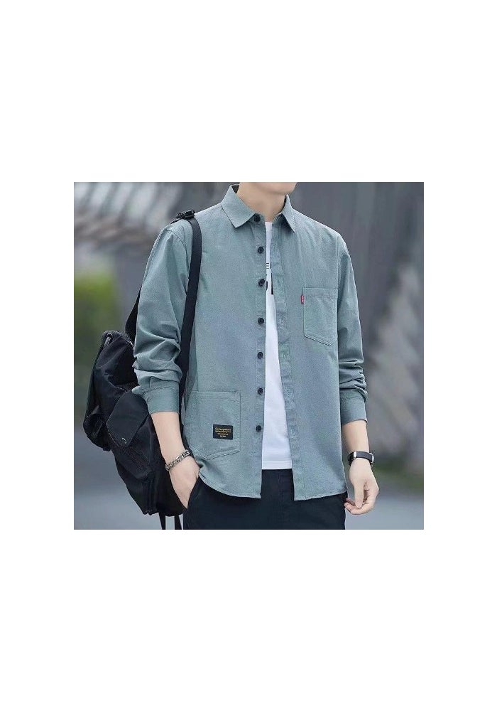 جاكيت قميص ياباني ريترو للرجال لفصل الربيع والصيف بحجم كبير قميص متعدد الاستخدامات جديد فضفاض غير رسمي بأكمام طويلة للرجال - Image 1