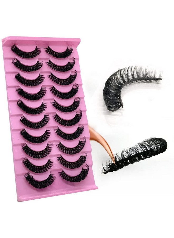 royaomis 10Pairs 3D Russian, D Curl Lash Strips, 15Mm Wispy Fake Lashes That Look Like Extensions, Natural False Lashes Mink - Image 2