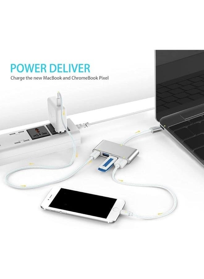 إكسبلور موزع USB-C 4 في 1 مع النوع C، USB 3.0، USB 2.0 متوافق مع 2020-2016 Pro 13/15/16، متوافق مع Air/Sur الجديد، Chrome Book، المزيد، محول شحن وتوصيل متعدد المنافذ  - Image 5