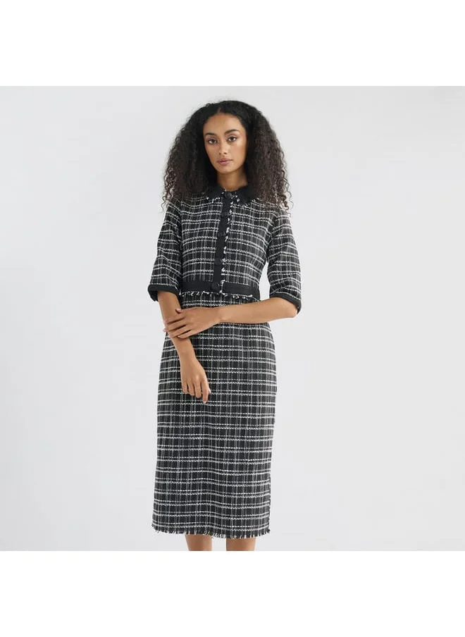 FAV Checked Shift Dress with Slit