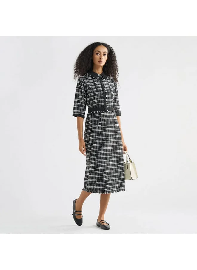 FAV Checked Shift Dress with Slit