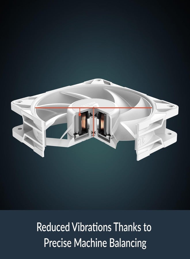 أركتيك مروحة ARCTIC P12 Pro A-RGB (بيضاء) - 3 قطع - مروحة عالية الأداء، مروحة PWM مقاس 120 مم مع موزع كابل Y، سرعة دوران من 600 إلى 3000 دورة في الدقيقة، دقة PWM أقل من 5% عند 0 دورة في الدقيقة، إضاءة RGB رقمية 5 فولت، محمل هيدروديناميكي، 4 دبابيس - Image 4