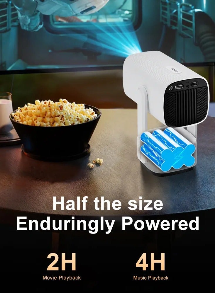 Smart Portable Pan Tilt HDMI Projector 4K Supported 720P HD 180" Screen 5G/2.4G WiFi Auto Keystone Electric Focus Android 11 Built-in Speaker - Image 4