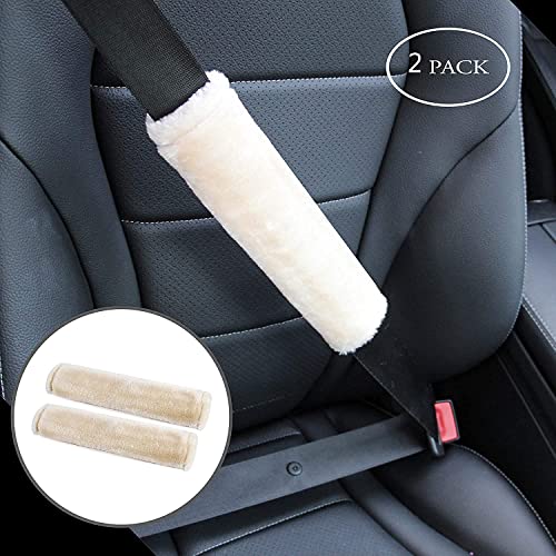AMICA Soft Faux Sheepskin Seat Belt Shoulder Pad for Car, Truck, Bus, Compatible with Adults Youth Kids - 2 Packs, Wool (Cream) - Image 3