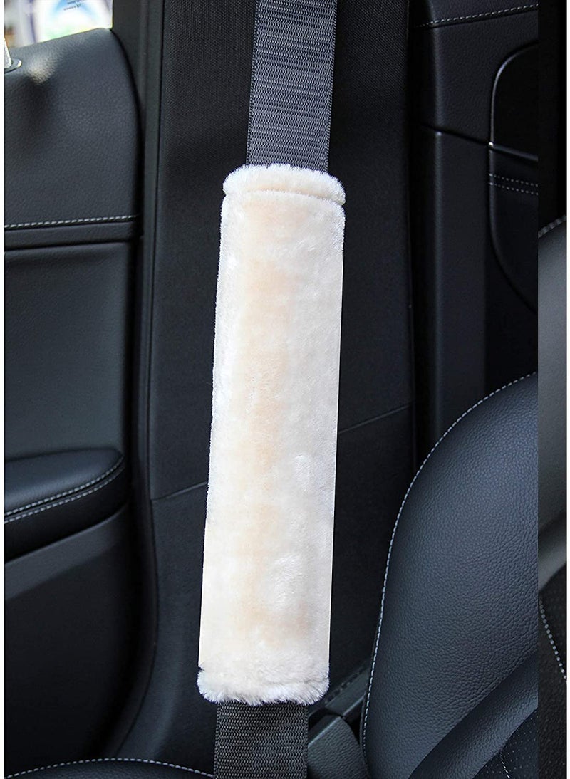 AMICA Soft Faux Sheepskin Seat Belt Shoulder Pad for Car, Truck, Bus, Compatible with Adults Youth Kids - 2 Packs, Wool (Cream) - Image 4