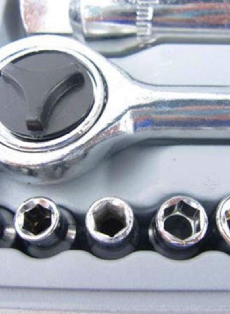 GGOOT Ratchet Spanner Socket Set Socket Wrench Set Car Socket Wrench Sleeve Suit Hardware Repair Tools Set Car Mechanic Tool Box Set 40Pcs 108 - Image 2