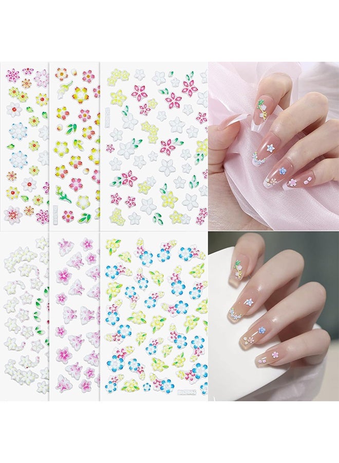 MXN 30 Sheets Colorful Spring Floral Nail Art Stickers - 3D Colorful Self-Adhesive Pink White Daisy Heart Star Nail Decals, Elegant Nail Design Accessories for Women - Image 4