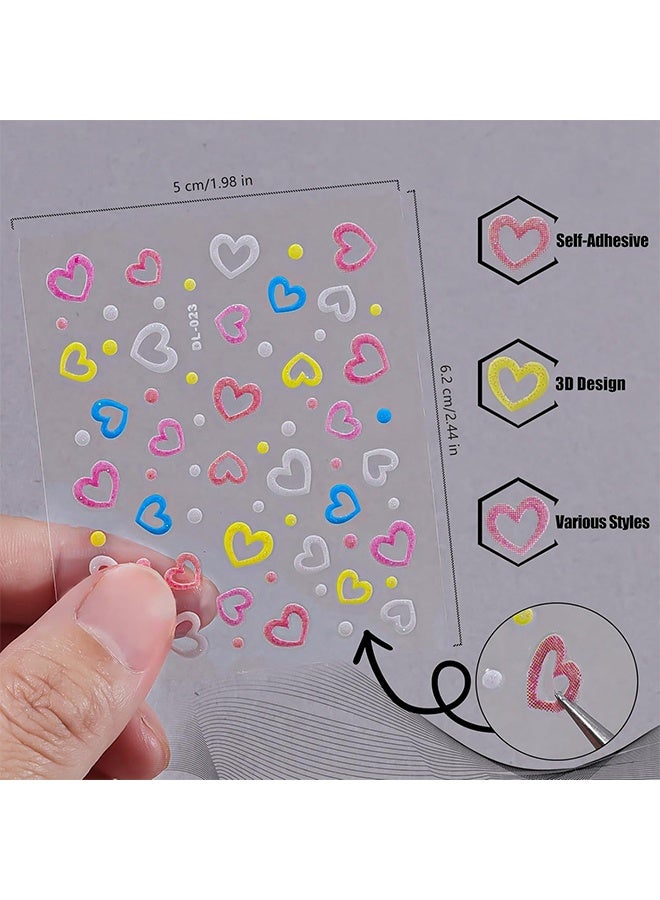 MXN 30 Sheets Colorful Spring Floral Nail Art Stickers - 3D Colorful Self-Adhesive Pink White Daisy Heart Star Nail Decals, Elegant Nail Design Accessories for Women - Image 2