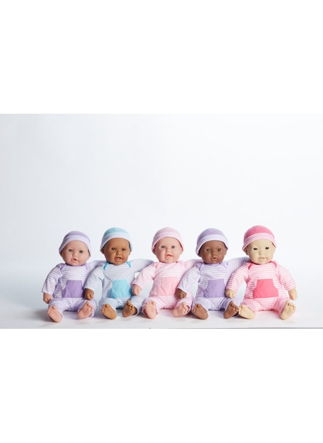 JC TOYS JC Toys | Berenguer Boutique | La Baby Doll Outfit | 2 Piece Purple Striped Onesie|Washable| Ages 2+ | Fits Dolls 14"- 18"  - Image 3