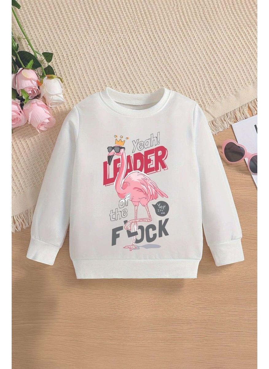 Myada - New Season Leader Written Crown Filamingo Printed Oversize Hooded Kids Sweatshirt 13599 - Image 1