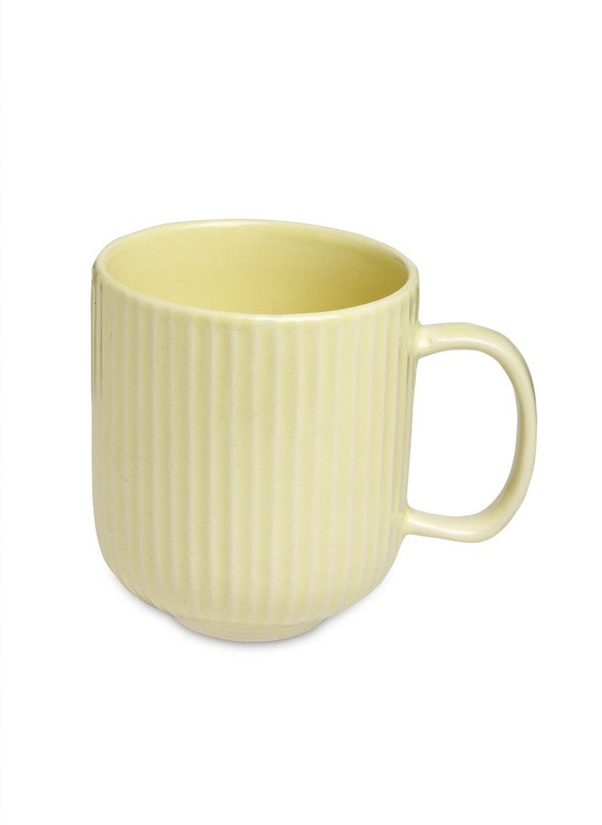 Arrabi Yellow Textured Ceramic Microwave Safe 2 Piece Mug with Tray - 220ml - Image 3