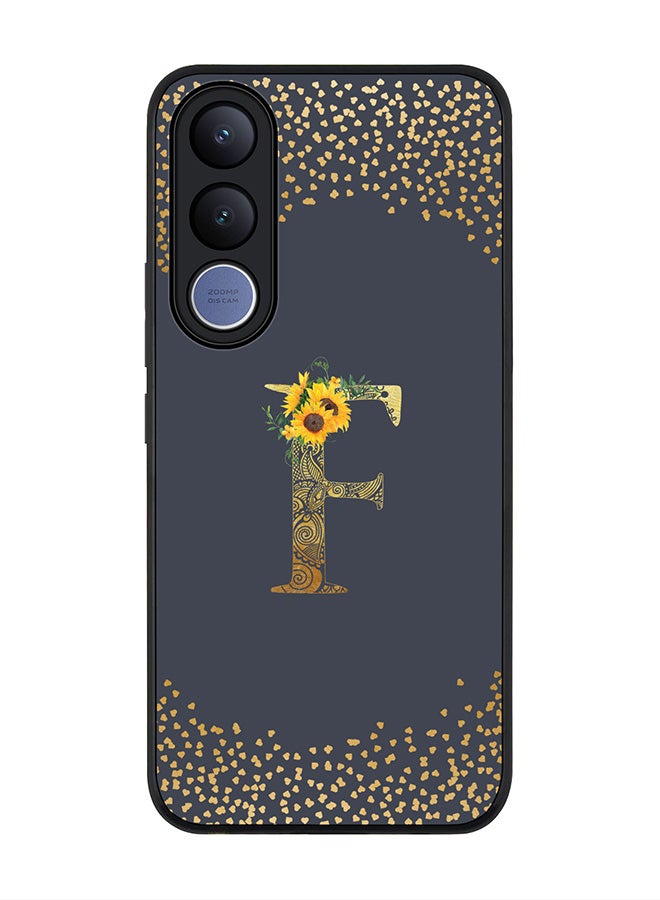 Stylizedd For vivo V70 FE Case,Slim fit Camera Protection, Shockproof Thin Phone cover  - Custom Floral Monogram - F  (Grey ) - Image 1
