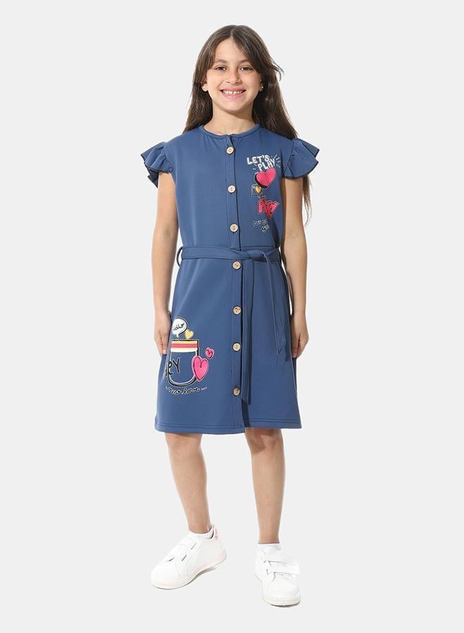 Red Circle Front Printed Dress g05 - Image 1