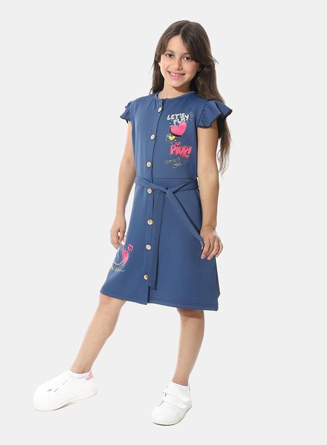 Red Circle Front Printed Dress g05 - Image 2